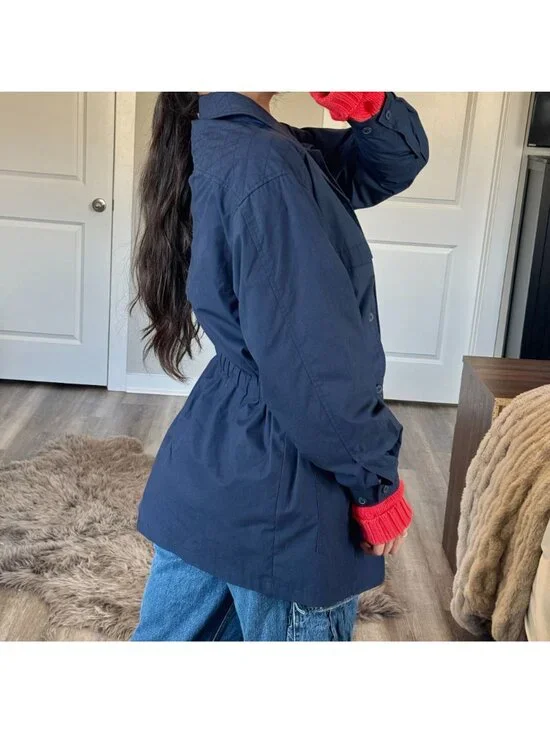 Vintage 90s Cottage Essentials Navy Blue Coat Womens Small Chore Barn Jacket - Picture 3 of 11